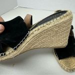 Bettye Muller  Black Suede Leather Espadrille Wedge Sandals Womens 8.5 Strappy Photo 6