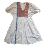 Madewell  Embroidered Poplin Mini Dress Puff Sleeve V neck‎ Size XS NWOT Photo 7