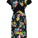 Mariella de Mariella Burani Black Floral Lace Midi Dress Size 10 Made in Italy Photo 0