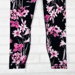 Yogalicious Women's Black Pink Floral Lily Print Active Leggings Size LG Pockets Photo 2