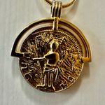 Gold Plated Brass Ancient Coin Medallion necklace Photo 6