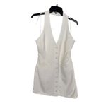 AQUA  White Halter Mini Dress Button‎ Front Sleeveless Party Dress Size L Photo 3