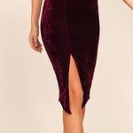 Lulus Lulu’s Burgundy Velvet Strapless Bodycon Midi Dress Photo 0