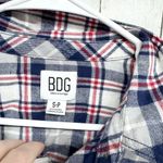 Urban Outfitters BDG Rayne Shirt Women Sz S Flannel High Low Cropped Button Blue Photo 1