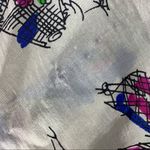 Vintage Silk Bright Blue Pink Fashion Print Long Photo 4