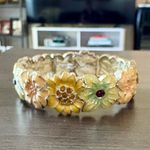 Enamel Jeweled Flower Bracelet Yellow Photo 1