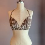 Athleta taupe and white tribal Ikat print molded cups bikini top crisscross Photo 1