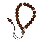 Vintage Moroccan Resin Amber Prayer Beads Necklace – Brown Green Striped Photo 0
