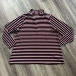 Lane Bryant Burgundy and White Striped Top Collared Stretchy Shirt Photo 3