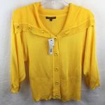 Adrienne Vittadini  Women's Neon Yellow Knit Drape Neck Cardigan Sweater NEW M Photo 1