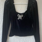 Rachel Zoe  Top Womens XS Black Velvet Coquette Fairy Whimsigoth Cropped Evening Photo 0