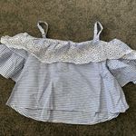 Guess blue striped cold shoulder crop top Photo 4
