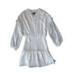 AQUA  White With Gold Foil Polka Dots Ruffled Mini Dress Photo 4