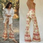 Savannah Morrow Ahimsa Pant in Orla NWT Silk Floral Print High Rise Flare Medium Pink Photo 1