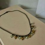 Brown Green Crystal Drop Bead Necklace Vintage “Saratoga” Bohemian Tan Cream Gray Neutral Photo 1