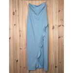 Lulus NWT  After Hours Light Blue Strapless Ruffled Maxi Dress Gala Banquet Sz M Photo 1
