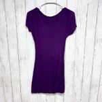 Chocolate Dress Women Chest 29" Small Purple Belted Scoop Neck Short Sleeve Mini Photo 3