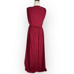 Betsy and Adam  Tie Belt V-Neck‎ Gown Women's 6 Burgundy Sleeveless Formal NWT Photo 4