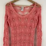 Hula-La Vintage Y2K Coral Pink Crochet Summer Beach Swim Cover Up Mini Dress Photo 3
