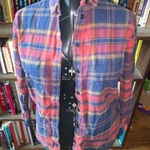 Madewell oversized red & blue plaid flannel XXS button down shirt Photo 0