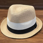 Straw black and ivory fedora one size Photo 0