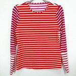 Lands' End Size Small UPF Sun Shirt Striped Orange Pink White Lake Cabin Boating Photo 0