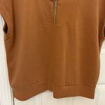 Anrabess Short Sleevr Quarter Zip Sweatshirt Top Brown Size XL Photo 5