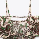 ZARA NEW LINEN BLEND FLORAL PRINT DRESS COLD SHOULDER WOMENS SIZE S/M/L Photo 9