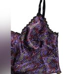 Joe Boxer purple multicolor paisley slip top with lace trim Photo 2
