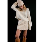 Free People  Chunky Cable Knit Sandre Pullover Sweater Ivory Size Large Ethereal Photo 5