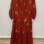 Anthropologie  Fig and Flower Embroidered floral Smocked Tiered Ruffle Dress L Photo 1