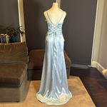 Women’s Light Blue FullLength Prom Party Dress CrissCross Straps Leg Slit Size 4 Photo 3