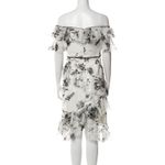 Marchesa Notte Off Shoulder Floral Lace Tiered Dress Size 4 Black Photo 2