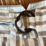 Anthropologie By linen blend striped tapered pant with buckle loop waist 12 Photo 5