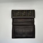 Fendi  Zucca Print Canvas Leather Trim‎ Bi Fold Wallet Brown Authentic Designer Photo 9