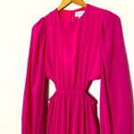 Aura  Tiered Maxi Dress Cut Out Long Sleeve Chiffon Hot Pink Size S Photo 4