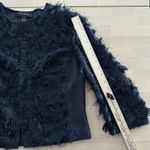 St. John  Evening Jacket 12 Navy Textured Fringe Cocktail Statement Luxury Blazer Photo 12