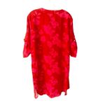 Ekouaer Floral Red and Pink Quarter Sleeve Shirt Dress Sz L/XL Size L Photo 1