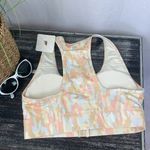 Fabletics  White & Orange Go Front Print Zip Front Athletic Sport Bra NEW S Photo 1