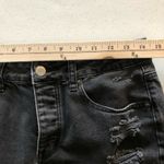 American Eagle Womens Denim Pencil Skirt Black Button Fly Frayed Distressed 6 Photo 3