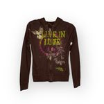 Lucky Brand VHTF: new Y2K  ✌︎︎ Live in Love Graphic Zip Hoodie ✌︎︎ Cocoa Neon XS Photo 2