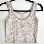 Brandy Melville  Ivory Floral Cami Tank Top Bow Accent Lace Trim Cotton Photo 0