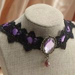 Gothic Black/Purple Lace Necklace Collar Choker Retro Style Faux Fashion Jewelry Black Photo 5