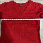 Nicole Miller Women Linen Red Floral Tunic V-Neck Relaxed Dress Size M Photo 11