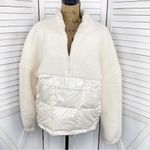 Fabletics Nelly Mixed Media Teddy Pullover Jacket Cream XL Half Zip Photo 1