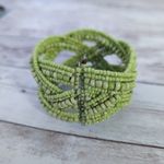 Vintage Bracelet Beaded Green Wrap Bracelet Photo 6