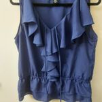 Apostrophe  Navy Ruffled Sleeveless Top Size LP Long Petite Balletcore Boho Fairy Photo 5