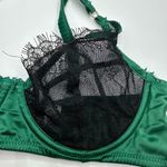 Playful Promises Emerald Green balconette Lace Satin bra size 32C Feminine Sexy Photo 1