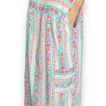 Vintage 80s Dress Colorful Fruit Floral Red Gingham Checkered Tropical Print Blue Size M Photo 4