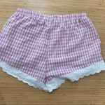 Pink Gingham Women's Shorts with Lace Trim Size XS Photo 2
